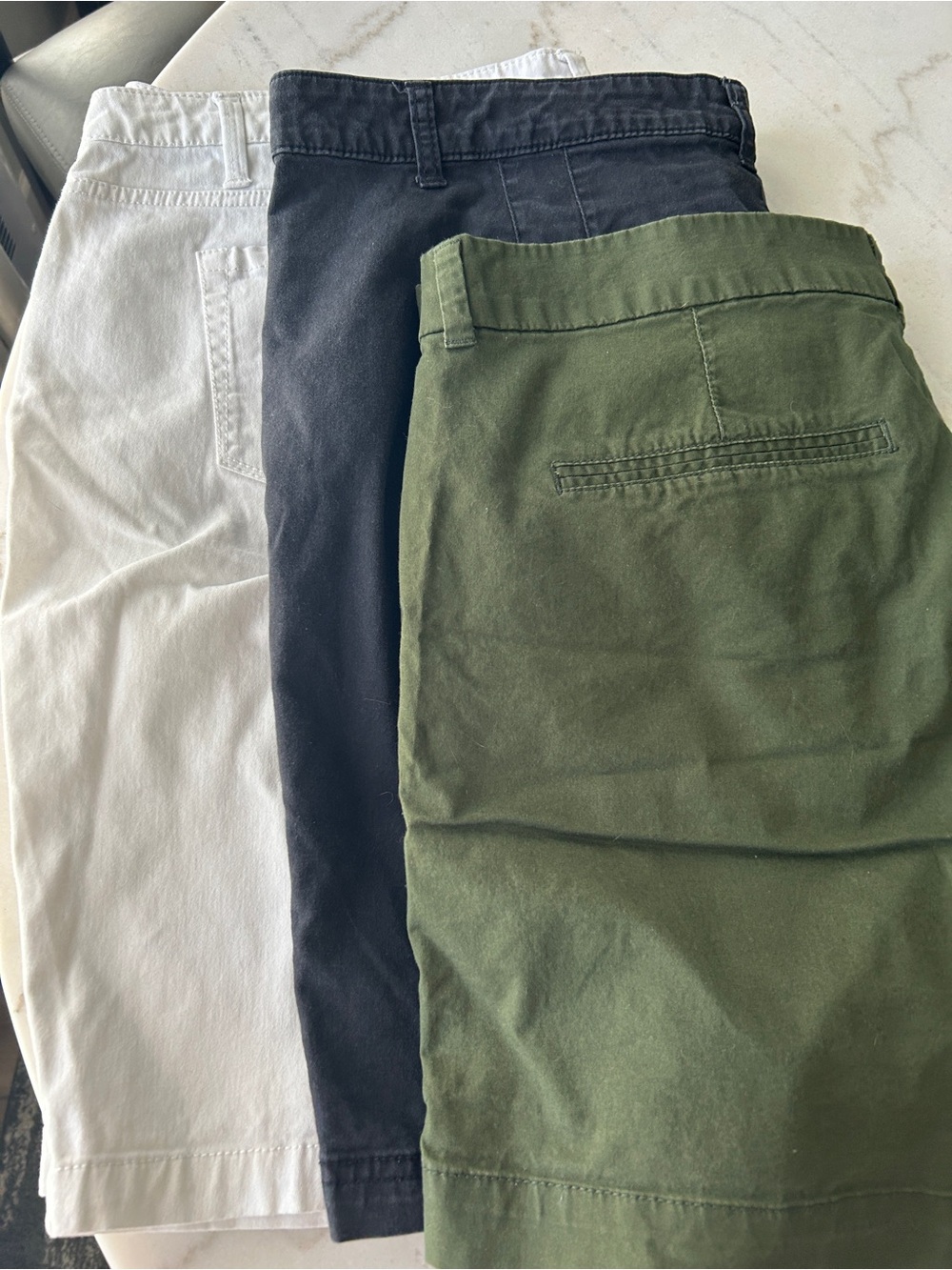 Old Navy , GAP, Falls Creek  Shorts Trio - White, Black & Olive
